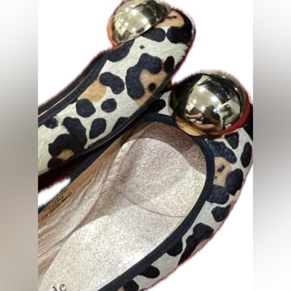 Kate Spade Leather and Calf Fur Animal Print Ballet Flats, 5M - Picture 2 of 9